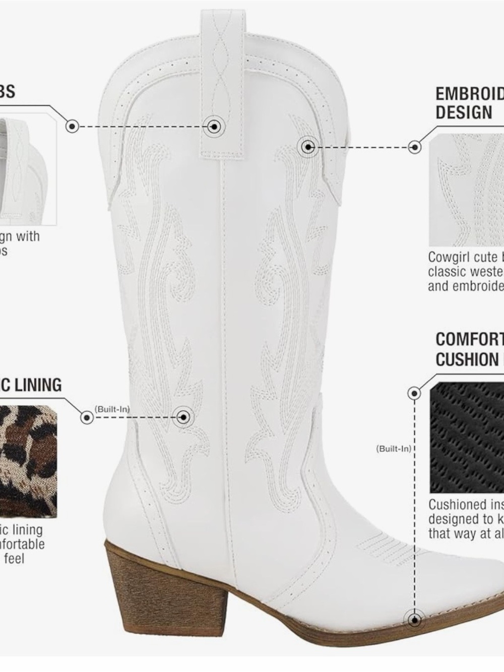 Women’s white synthetic leather boots - Picture 7 of 8